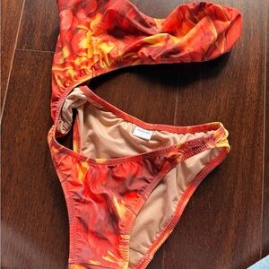 Vibrant Red-Orange Women's One-Piece Swimsuit